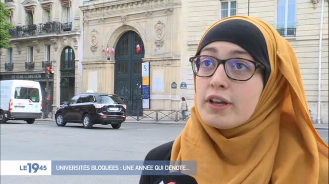 Maryam Pougetoux, présidente du syndicat d’étudiants de gauche UNEF à l’université Paris-IV (Sorbonne université), sur M6.