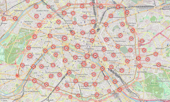 Cartographie collaborative des caméras de surveillance à Paris filmant la voie publique.