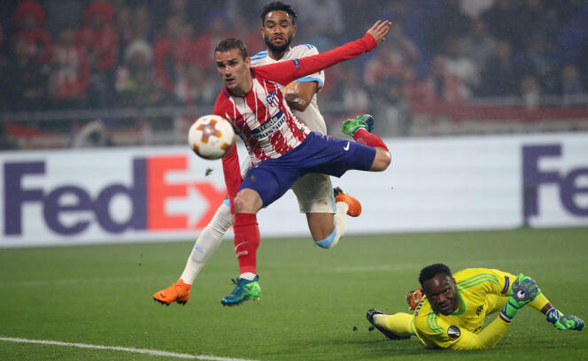 Antoine Griezmann marque le second but pour l’Atlético Madrid lors de la finale de la Ligue Europa, à Lyon, le 16 mai.