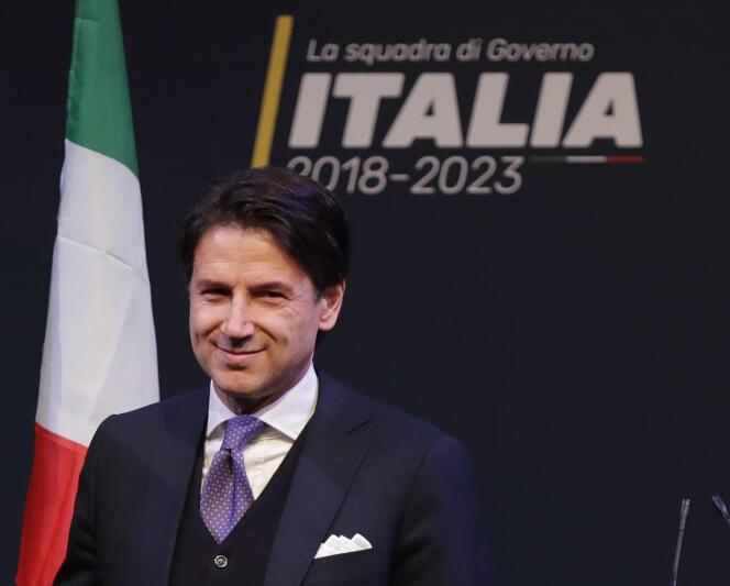Giuseppe Conte lors d’un meeting électoral du Mouvement 5 étoiles (M5S), à Rome, le 1er mars.