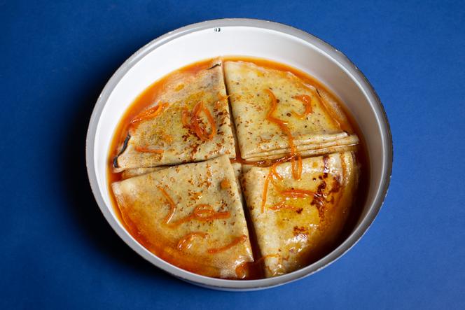 Les crêpes Suzette de Benoît Castel se dégustent flambées au Grand Marnier.