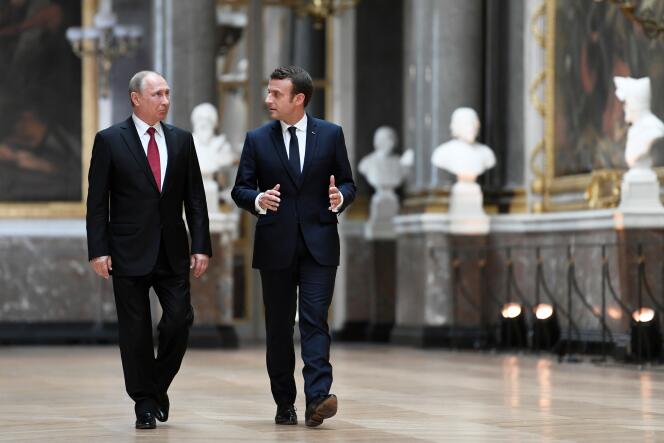 Vladimir Poutine et Emmanuel Macron, à Versailles, le 29 mai 2017.