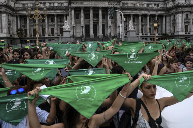 Lors d’une manifestation pour la légalisation de l’avortement en Argentine, à Buenos Aires, le 19 février.