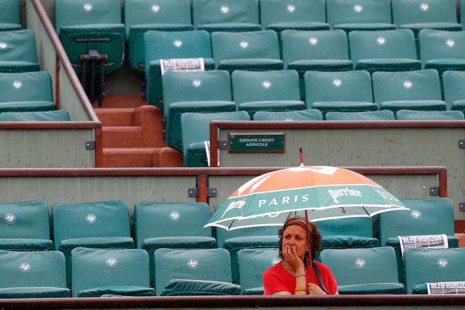 Interruption due à la pluie au tournoi de Roland-Garros, le 29 mai 2018.