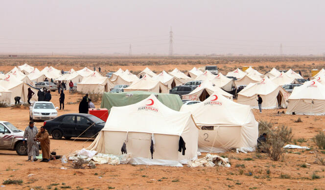 Un camp de déplacés de la ville de Tawarga, en février 2018.