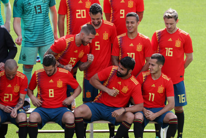 L’équipe d’Espagne, lors de la photo officielle, le 5 juin à Madrid.