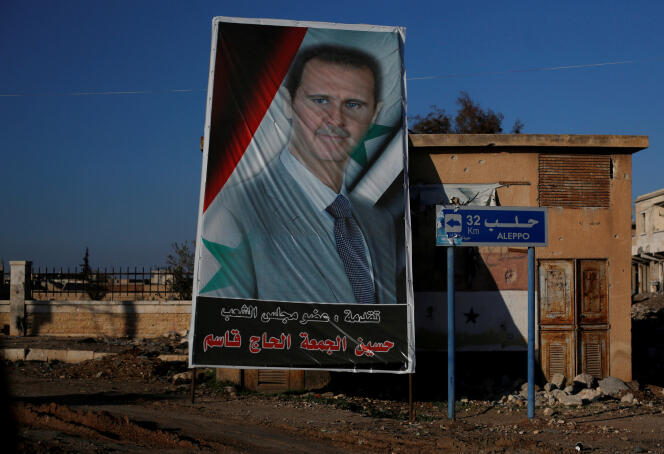 Sur cette affiche, le président syrien Bachar Al-Assad, à al-Ramouseh, près d’Alep, le 8 décembre 2016.