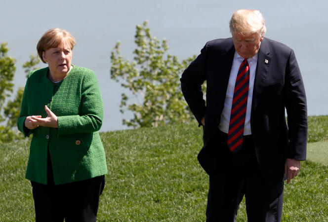 Angela Merkel et Donald Trump au sommet du G7, à Charlevoix, au Québec, le 8 juin.
