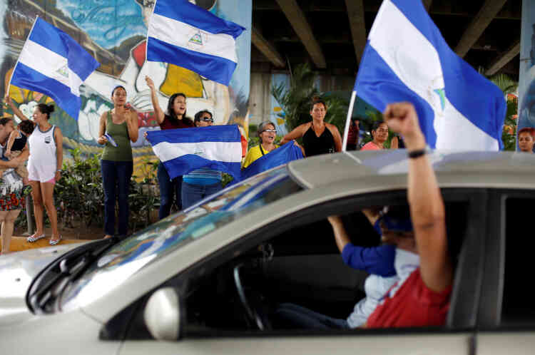 Lors d’une manifestation contre le président du Nicaragua, Daniel Ortega, dans la capitale, Managua, le 10 juin.
