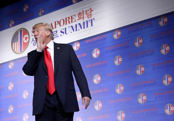 Donald Trump, au sommet  de Singapour, mardi 12 juin.