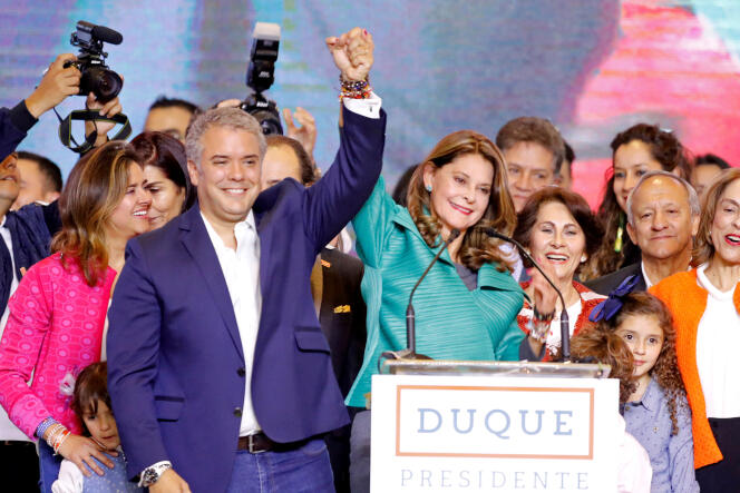 Le président élu de la Colombie, Ivan Duque, et la vice-présidente élue, Marta Lucia Ramirez, dimanche  17 juin, à Bogota.