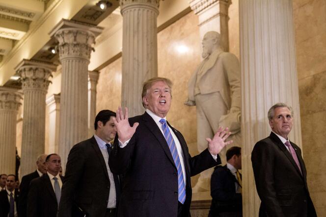 Donald Trump quitte le Capitole, après une réunion avec des membres républicains du Congrès, à Washington, le 19 juin.