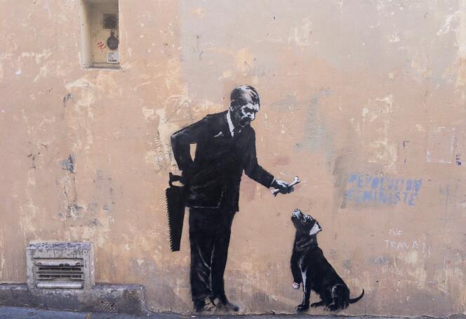 Une œuvre de Banksy dans le 5e arrondissement à Paris.