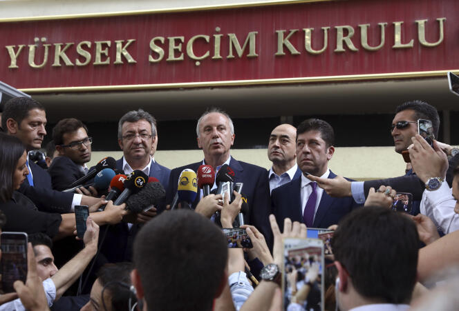 Le principal rival de M. Erdogan, Muharrem Ince, dimanche à Ankara.