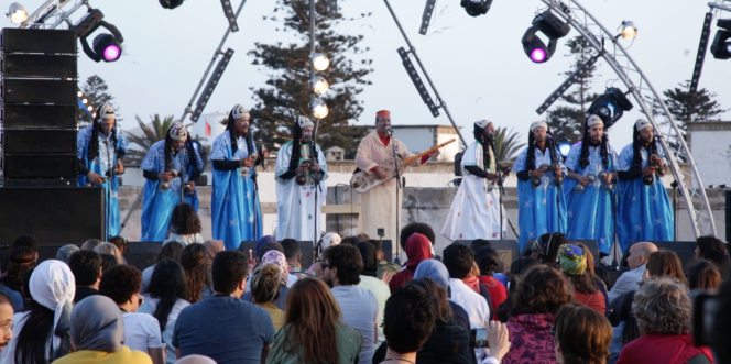 Le « maalem » Hamid El-Kasri au Festival gnaoua et musiques du monde, à Essaouira, le 21 juin 2018.