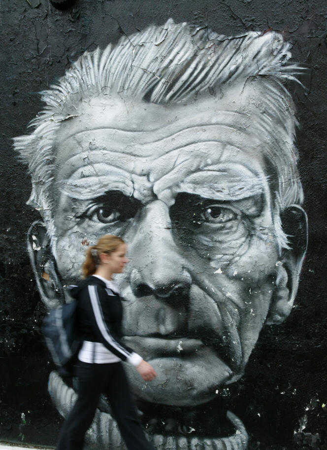 Portrait de Samuel Beckett sur un mur de Portobello Road, à Londres.