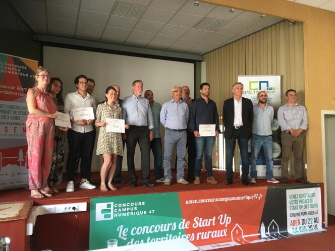 Les lauréats du premier « concours de start-up des territoires ruraux » organisé à Agen du 22 au 24 juin 2018.