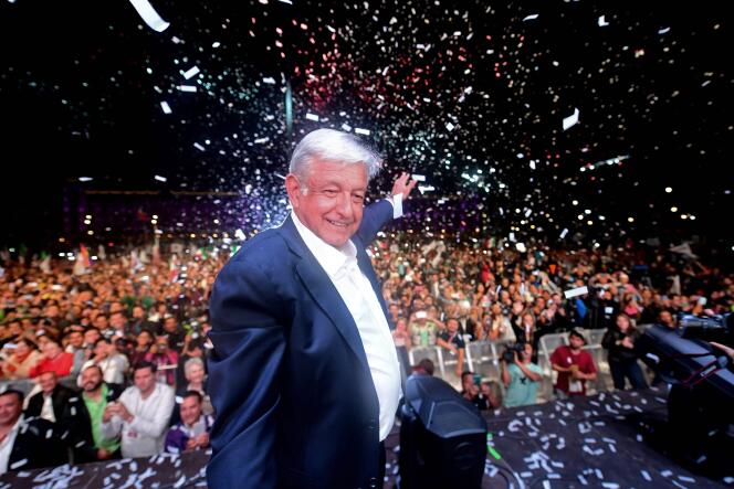 Andres Manuel Lopez Obrador après l’annonce de sa victoire à l’élection présidentiel mexicaine, le 1er juillet à Mexico.