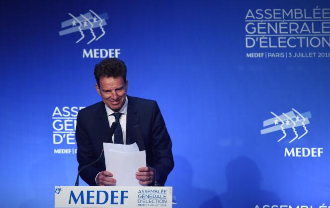 Le nouveau président du Medef, Geoffroy Roux de Bézieux, à Paris, le 3 juillet.