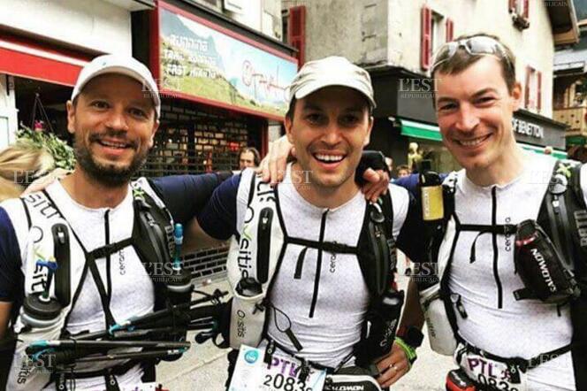 Dr Jean-Charles Vauthier, entouré de Thierry Weber (à gauche), et de son frère Jean-Marc Vauthier. Le trio a parcouru 300 km en moins de six jours.