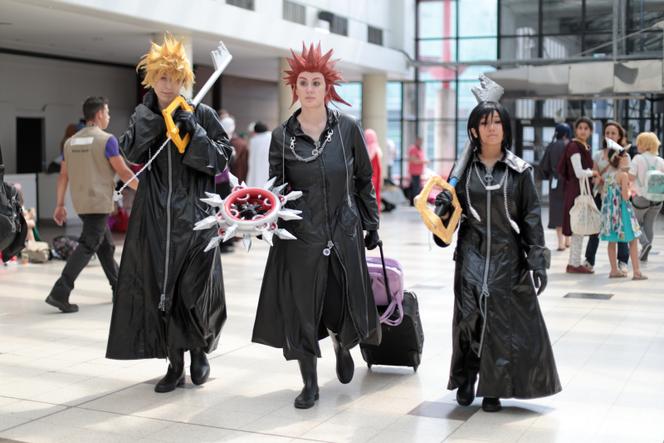 Des cosplayers habillés en personnages de la série de jeux vidéo « Kingdom Hearts » au salon Japan Expo, à Villepinte (Seine-Saint-Denis), le 5 juillet 2018.