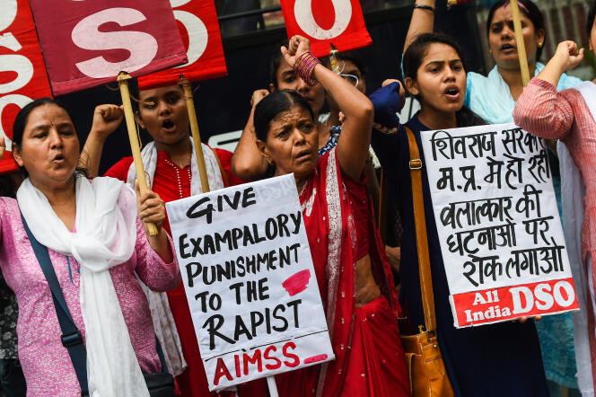 Une manifestation de femmes indiennes protestant contre le laxisme envers les violeurs en Inde, le 30 juin 2018, à New Delhi.