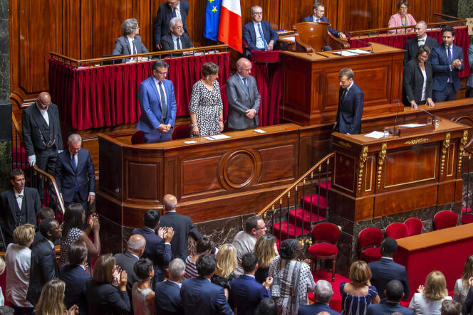 Le président Emmanuel Macron s’adresse au Congrès à Versailles, le 9 juillet.
