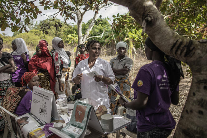 Une campagne du Fonds des Nations unies pour la population renseigne les habitants sur la contraception, à Massininca (Mozambique), le 4 juillet.