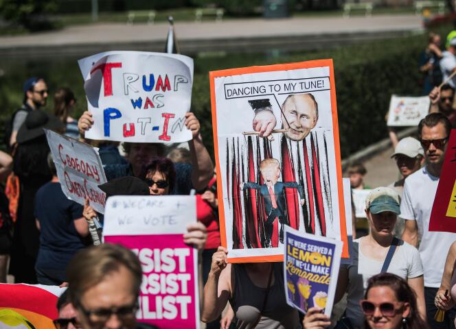 Manifestation à Helsinki, le 15 juillet, avant le sommet Trump-Poutine.