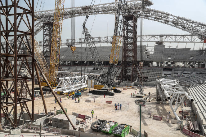 Le chantier du stade Al-Wakrah, à 15 kilomètres de Doha, en février 2018