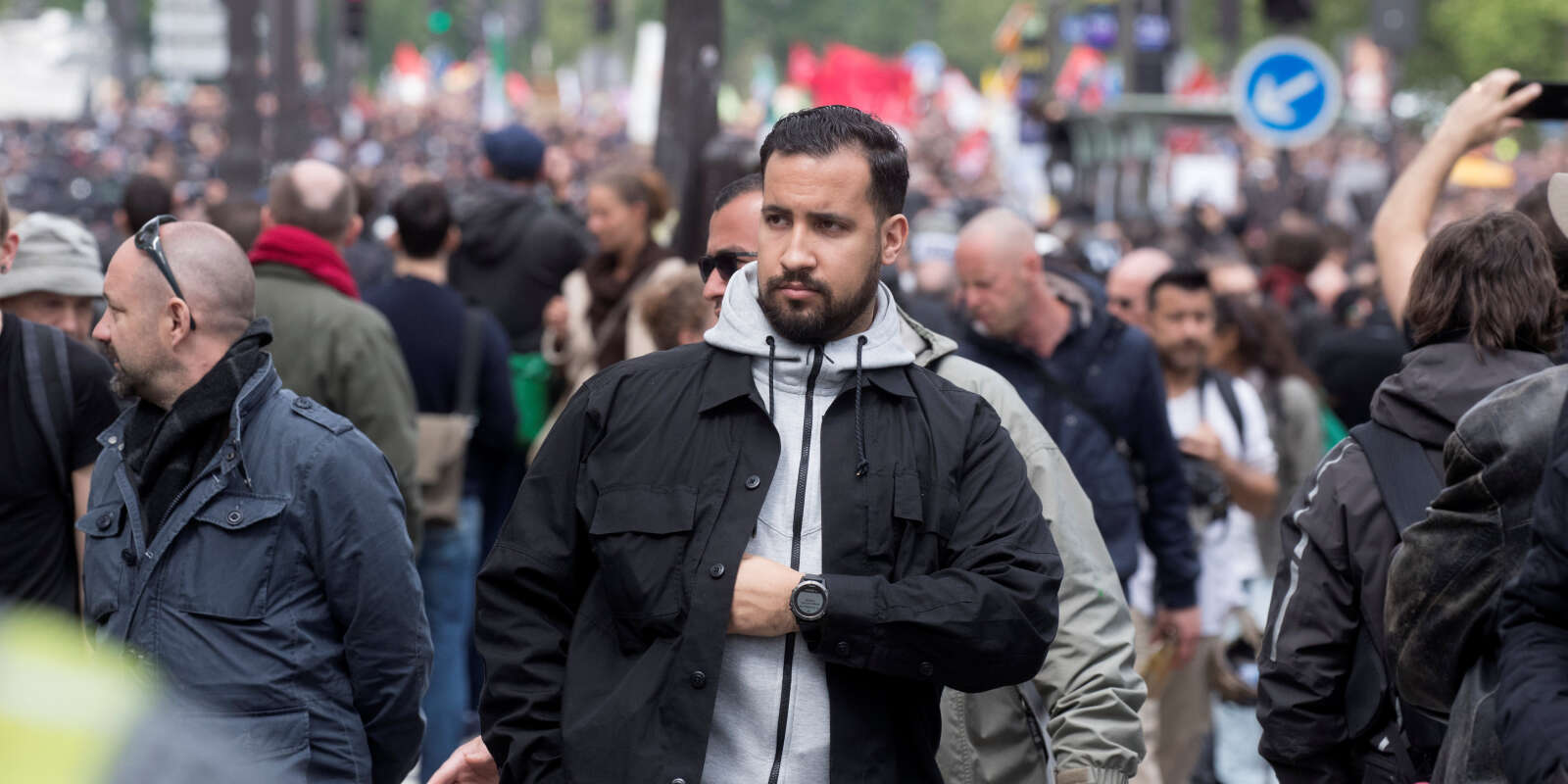Alexandre Benalla, French presidential aide, is seen during the May Day labour union rally in Paris, France May 1, 2018. Picture taken May 1, 2018. REUTERS/Philippe Wojazer