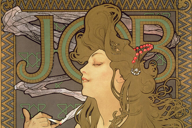 Papier à cigarettes « Job », 1896 ‒ lithographie en couleur, 66,7 x 46,4 cm ‒ Fondation Mucha, Prague.