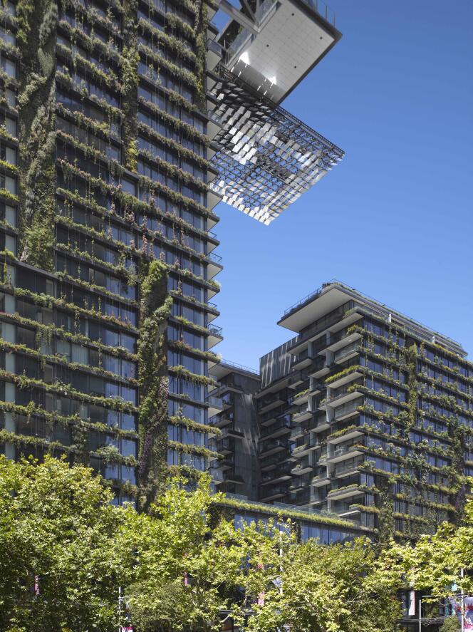 Le complexe One Central Park, de Jean Nouvel, à Sydney (Australie), accueille un jardin vertical conçu par le botaniste Patrick Blanc.