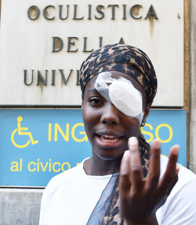 L’athlète italienne d’origine nigériane Daisy Osakue, à Turin, après son agression, le 30 juillet.