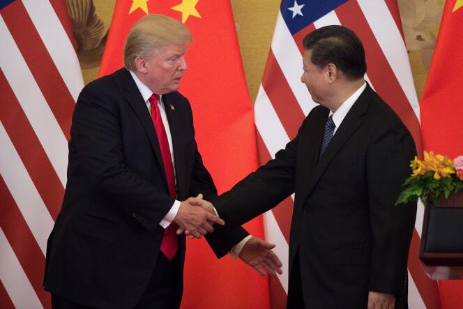 Le président américain, Donald Trump, et son homologue chinois, Xi Jinping, à Pékin, le 9 novembre.