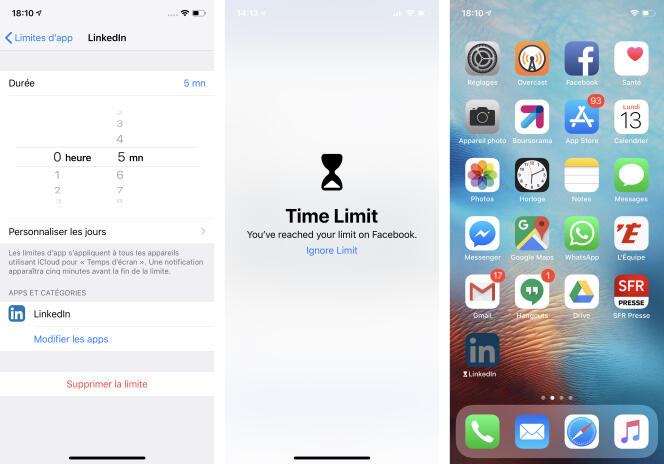 iOS 12 permet de fixer une limite de temps quotidienne pour une application ou une famille d’applications.
