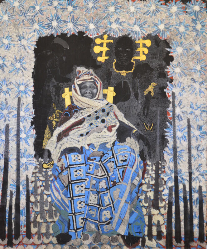 « Diafate », 2018. Huile, acrylique, crayon, gouache sur carton toile, 250 x 200 cm.