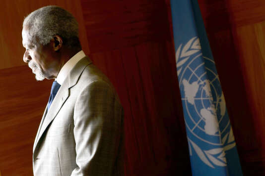 Kofi Annan dans son bureau de l’ONU, à Genève, en 2012.