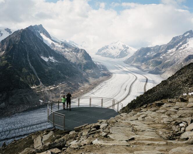 La plateforme de l’Eggishorn offre une vue panoramique sur le glacier d’Aletsch, en Suisse.