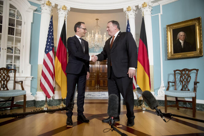 Le ministre allemand des affaires étrangères, Heiko Maas, avec son homologue américain, Mike Pompeo, à Washington, le 23 mai.