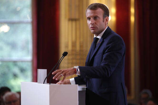 Emmanuel Macron, à la conférence des ambassadeurs, à l’Elysée, le 27 août.