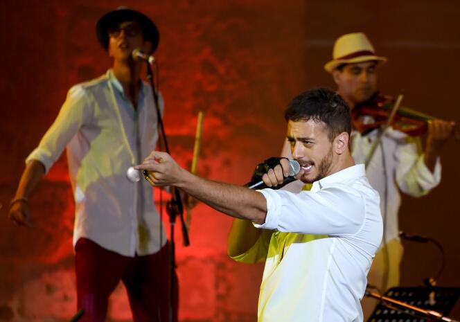 Le chanteur marocain Saad Lamjarred lors d’un concert à Tunis en juillet 2016.