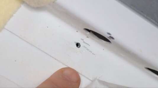   2 mm hole in a Soyuz MS-09 element, responsible for a leak aboard the International Space Station. 