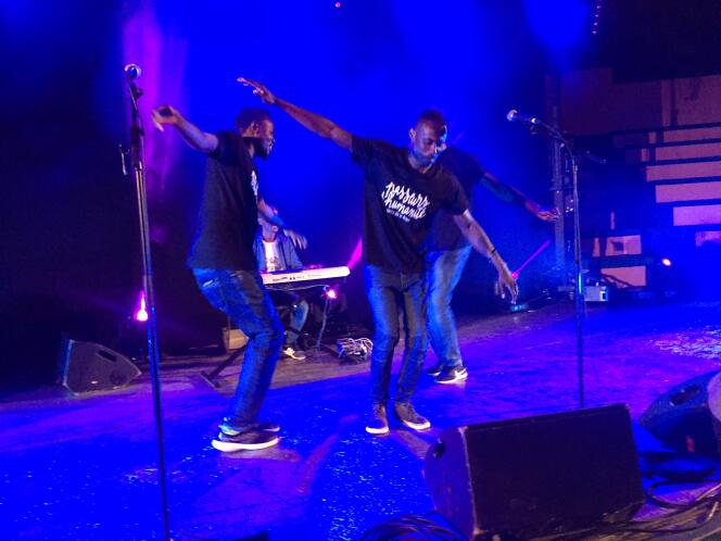Les Soudan Célestins Music sur la scène du festival des Passeurs d’humanité, à Breil-sur-Roya, le 12 juillet 2018.