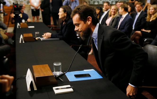 Jack Dorsey lors d'une audition au Sénat américain le 5 septembre 2018.