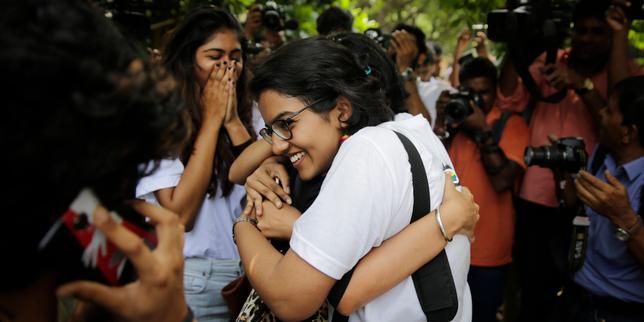 Des militants pour les droits des homosexuels, Ã New Delhi, en Inde, le 6 septembre.