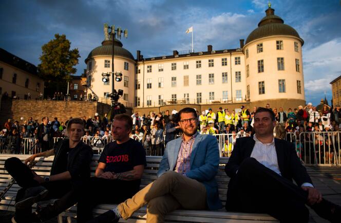 The leader of the far-right Sweden Democrats party, Jimmie Akesson, in Stockholm, September 8, 2018.