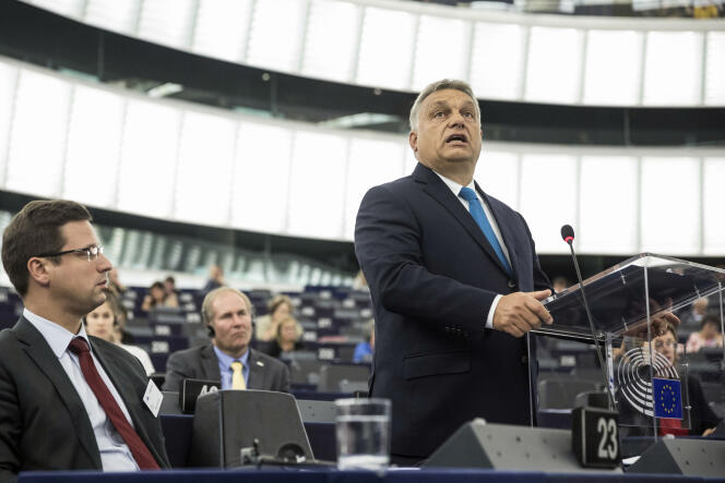 Le premier ministre hongrois, Viktor Orban, lors de son allocution devant le Parlement européen, à Strasbourg, le 11 septembre.
