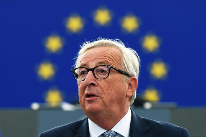Le président de la Commission européenne Jean-Claude Juncker lors de son discours sur l’état de l’Union, le 12 septembre 2018.