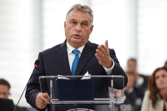 Le premier ministre hongrois, Viktor Orban, devant le Parlement européen, mardi 11 septembre.